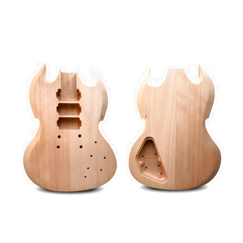 WUQIMUSC Unfinished guitar body Mahogany wood for DIY guitar project HHH pickups Style Set In Heel
