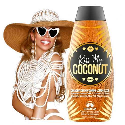 Elegant Sun Kiss My Coconut - Tanning Bed Lotion, Skin Softening Golden Tan Intensifier with Coconut Milk & Cocoa Butter, No Bronzer, Unisex Hydrating Indoor/Outdoor Accelerator by Elegant Sun