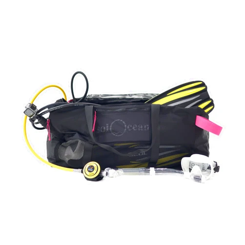 SolOcean 100L XL Dive Mesh Duffel Bag - Extra Large Scuba & Snorkel Gear Bag Fits Long Fins & Full Set - Quick-Dry Lightweight Travel Bag with Bottom Drain Vents, Foldable