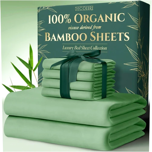 DECOLURE 100% Organic Viscose Derived from Bamboo Sheets King Size 6pcs - Ultra Soft & Luxuriously Cooling, 17