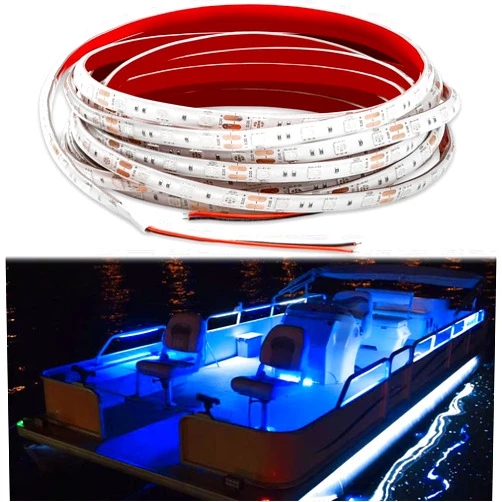 Seaponer Pontoon Boat Light, Marine LED Strip for Duck Jon Bass Sailboat Kayak Flex Lighting, Deck Accent Courtesy Interior Lights for Fishing Night, Blue, 12V