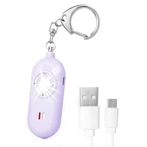 Spartan Defense Rechargeable Personal Safety Alarm for Women. 130dB Siren. Ear-Piercingly Loud w/ Flashing LED Strobe Light Siren Keychain