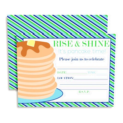 Amanda Creation Rise and Shine Boy Pancake Birthday Party Fill In Invitations set of 20 including envelopes