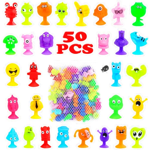 ZMZS 50PCS Mini Monster Suction Cup Toys, Party Favors for Kids 4-8 Autism Sensory Toy, Stress Relief Children Classroom Prizes, Christmas Halloween Easter Mini Stuffers for Boys Girls 3+