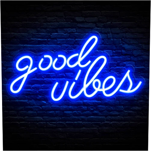 Olekki Blue Good Vibes Neon Sign - LED Neon Signs for Wall Decor, Neon Lights for Bedroom, Neon Wall Signs (16.1 x 8.3 inch)