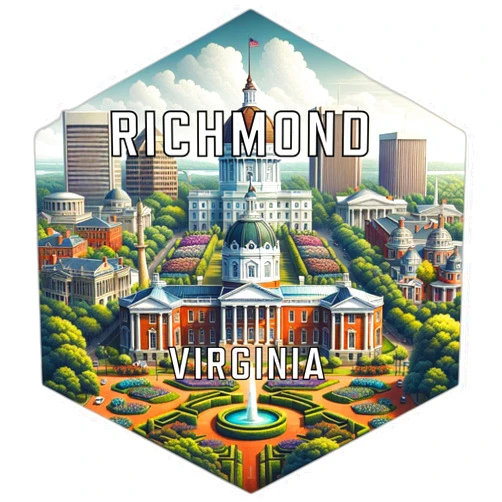 R and R Imports Richmond Virginia Souvenir Travel Destination Die Cut Hexagon Fridge Magnet 2-Inch
