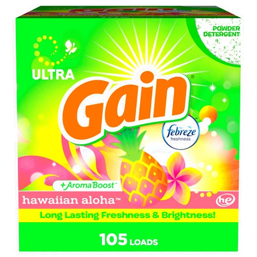 Gain Powder Laundry Detergent, Hawaiian Aloha Scent, 105 Loads, 135 OZ