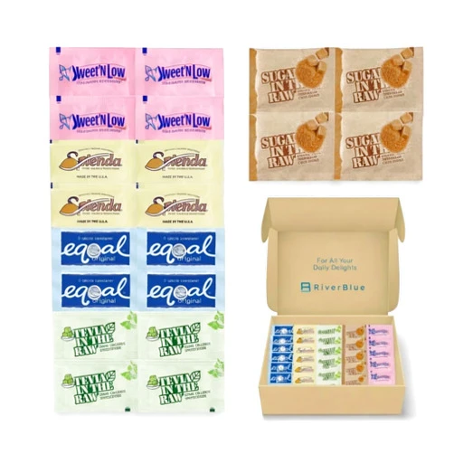 RiverBlue Coffee Gift Favorite Assorted Sugar and Sweetener Packets for On the Go and Everyday Use 350 Pack