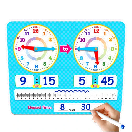 Aizweb Learning Clock for Kids Toddler Teaching Clock Telling Time Dry Erase Board Preschool Kindergarten 1st 2nd Grade School Homeschool Supplies Educational Learning Activities