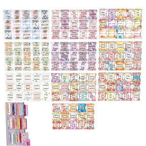 YTTYXGS Bible Tabs,150 Tabs，Bible Index Labels, Male and Female Bible Index Stickers, Bible Labels with Unique Stickers, Christian Gifts, Bible Study Supplies (A)