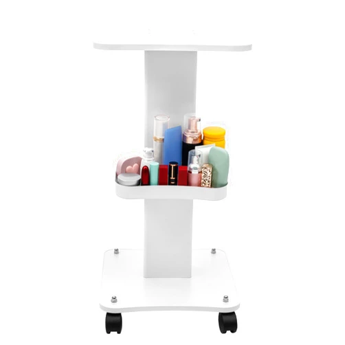 Hilberiazel Beauty Trolley Cart with Wheels, Salon Spa Rolling Trolley Stand Mobile Cart, 3 Tier Salon Rolling Trolley Cart Stand, Vacuum Therapy Beauty Machine Trolley, Load 88Lbs, White