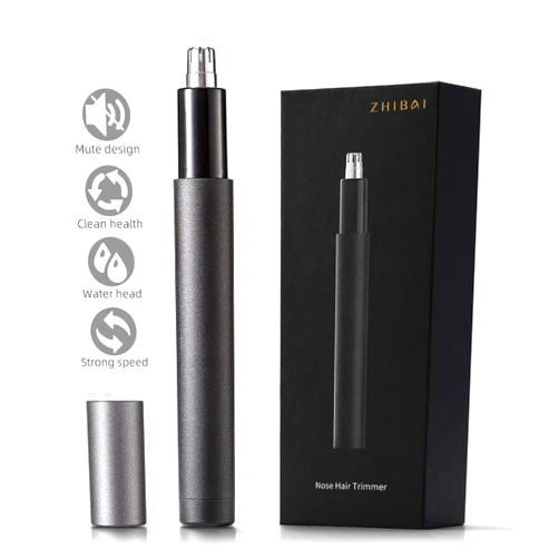 ZHIBAI Ear and Nose Hair Trimmer, Painless Nose Hair Clippers Trimmer for Men and Women, Portable Nose Hair Remover with Dual Edge Blades, Battery-Operated, IPX7 Waterproof