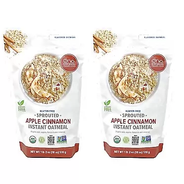 Generic One Degree Sprouted Organic Instant Oatmeal Pack of 2 - Apple Cinnamon Instant Oatmeal 18 Ounce