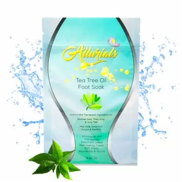 Allurials Tea Tree Oil Foot Soak with 100% Pure & Organic Epsom Salt, Dead Sea Salt & MSM - Made In USA - Reduces Toenail Fungus, Softens Calluses, Soothes Tired Feet & Alleviates Athletes Foot