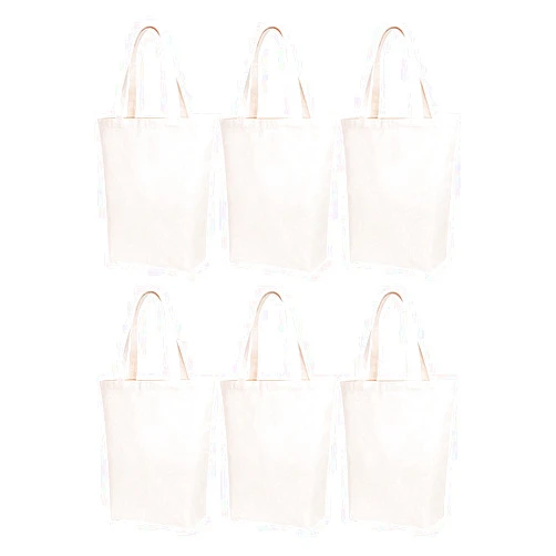 Lily queen Natural Canvas Tote Bags DIY for Crafting and Decorating Reusable Grocery Washable Bag Shopping Bag (Natural - 6 Pack)
