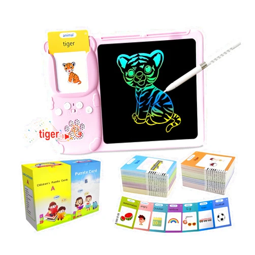 Rylai Toddler Toys Talking Flash Cards, Kindergarten Learning Resources 510 Sight Words with Drawing Tablet for Speaking Doodling, Sensory Toys for Kids with Autism, Boys Girls 2 3 4 5 6, Pink