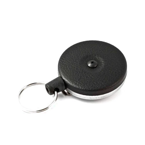 KEY-BAK Original Retractable Key Holder Keychain with a Black Front, Steel Belt Clip, and Split Ring