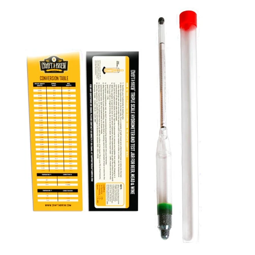 Craft A Brew - Polycarbonate Hydrometer - Triple Scale - Measures Potential Alcohol Content & Density of Sugar - Durable & Built to Last - Specific Gravity, Potential ABV, & Brix