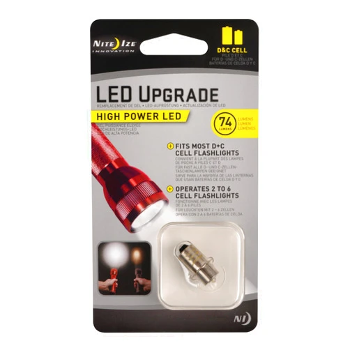 Nite Ize High Power LED Upgrade - LED Light Bulb for C and D Cell Flashlights - 74 Lumen Replacement Upgrade Bulb for Soft White Light - White