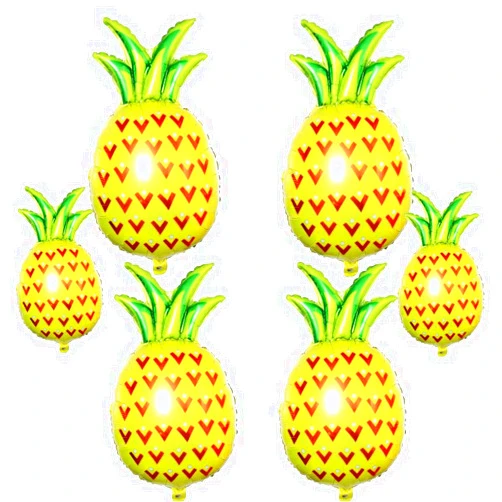 Tpfufu 6 PCS Giant Pineapple Balloons - Gold Mylar Pineapple Decorations for Hawaiian Summer Party, Luau, Fruity Tutti Party, Tropical Theme Birthday, Baby Shower and Fiesta