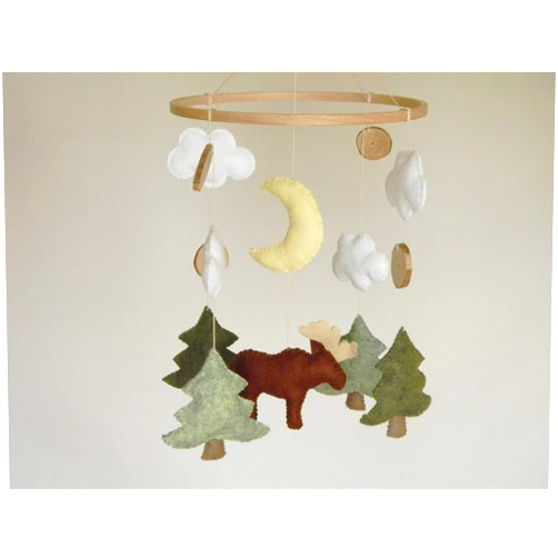 RainbowSmileShop Baby mobile boy Moose crib mobile Woodland nursery mobile Rustic nursery decor Woodland nursery Woodland baby decor baby girl mobile