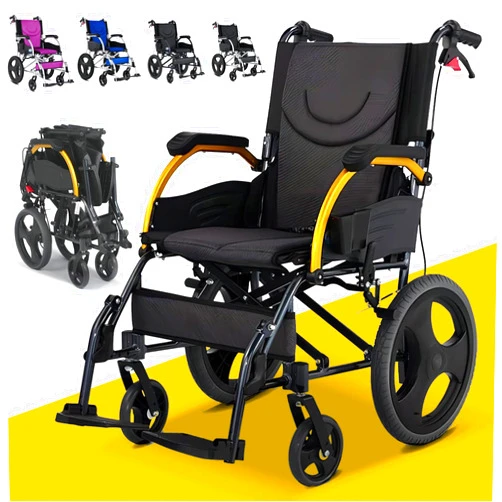 GLDDFDG Transit wheelchair foldable lightweight, travel wheelchair, wheelchair foldable lightweight aluminum wheelchair, lightweight wheelchair, self-propelled wheelchairs, wheelchair for adults,Black
