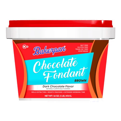 Bakerpan Chocolate Fondant for Cake Decorating, Rolls Thin and Resist Cracking, Brown - 1 Pound
