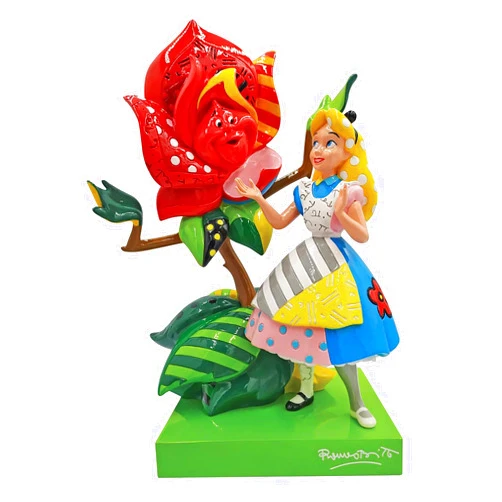 Disney Enesco Disney by Romero Britto Alice in Wonderland with Talking Rose Figurine, 7.87 Inch, Multicolor