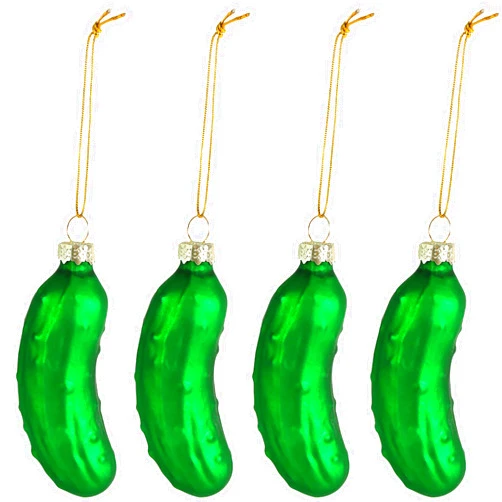 Ornativity Christmas Pickle Tree Ornament - Traditional Glass Blown Green Pickles Hanging Pickle Xmas Holiday Ornaments Decor 3.5