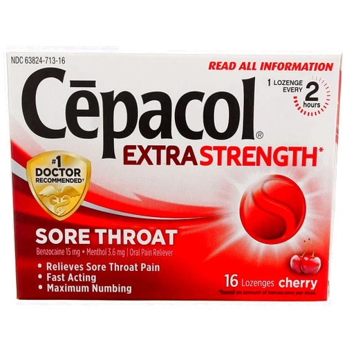 Cepacol Maximum Strength Throat Drop Lozenges, Cherry, 16 Count