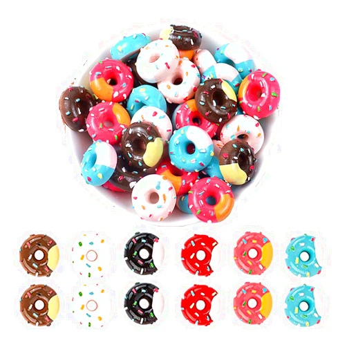 Ximkee Assorted 30 Pcs Cute Slime Charms Beads Cookies Donut Macaron Dessert Resin Charms Slices Flatback Buttons for Jewelry Making Handicraft Scrapbooking Phone Case Decor (tianquan)