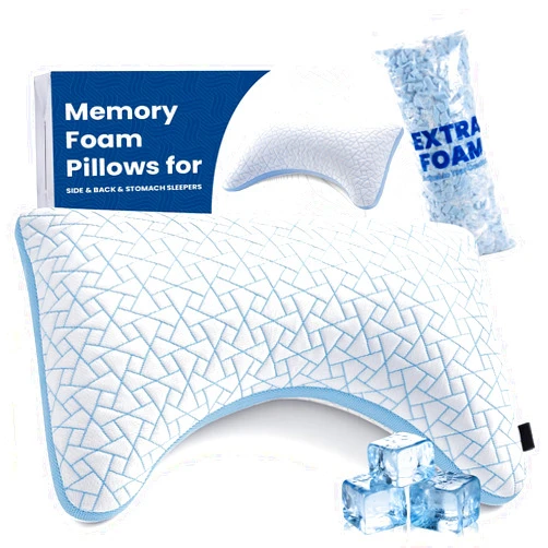 A-Pce Adjustable Pillow, Queen Size Bed Pillows for Sleeping, Luxury Shredded Memory Foam Pillows, Cooling Pillow for Side, Back, Stomach Sleepers, Firm Pillow for Hot Sleepers Neck Support