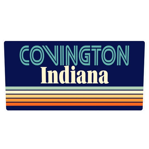 R and R Imports Covington Indiana 2.5 x 1.25-Inch Vinyl Decal Sticker Retro Design