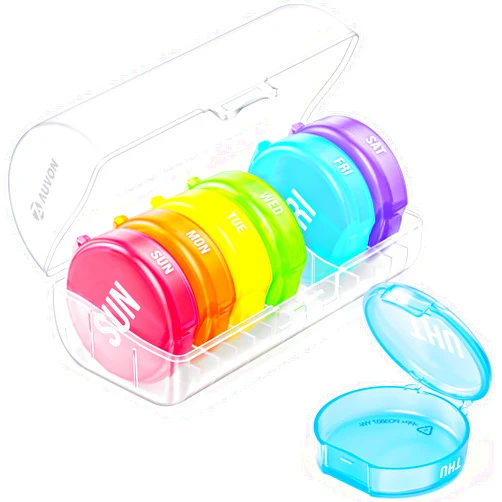 AUVON Weekly Pill Organizer 1 Time A Day for Big Pills, Large Pill Box 7 Day with Dual Protection for Travel, Small Slot Pill Case for Purse, Pocket, Easy-use to Hold Medications, Vitamins, Fish Oils