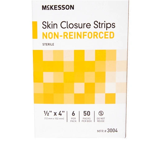 McKesson Skin Closure Strips, Sterile, Non-Reinforced, 1/2 in x 4 in, 50 Count