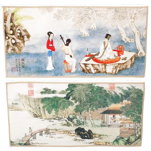 Kichvoe 2pcs Chinese Style Kitchen Tea Towels Thickened Chinoiserie Dish Towels Kitchen Bar Towels Large Plate Cloth Gongfu Tea Tray Mat Kung Fu Tea Accessory Set