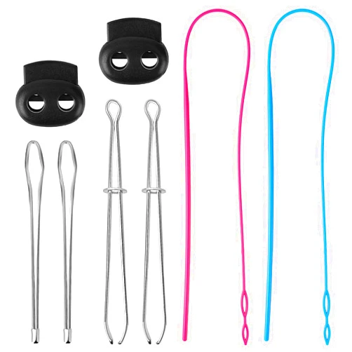 Mozeat Lens 8pcs Drawstring Threader Tool Set,Flexible Drawstring Threaders Plastic Drawstring Replacement Tool 2 Pcs Metal Drawstring Threaders 2 Pcs Metal Tweezers and 2 Pcs Cord Locks for Shorts Hoodies
