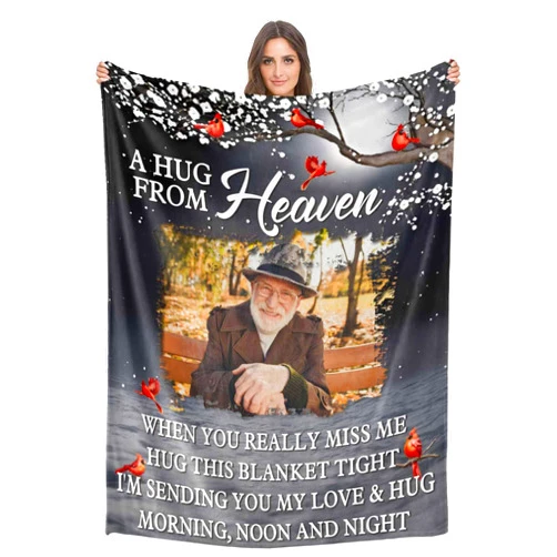 YDQHLQW Custom Memorial Blanket with Photos for Loss of Loved One, in Loving Memory Personalized Sympathy Blanket for Loss of Dad Mom Husband Wife Friend in Memory of Loved One Gifts, Made in USA