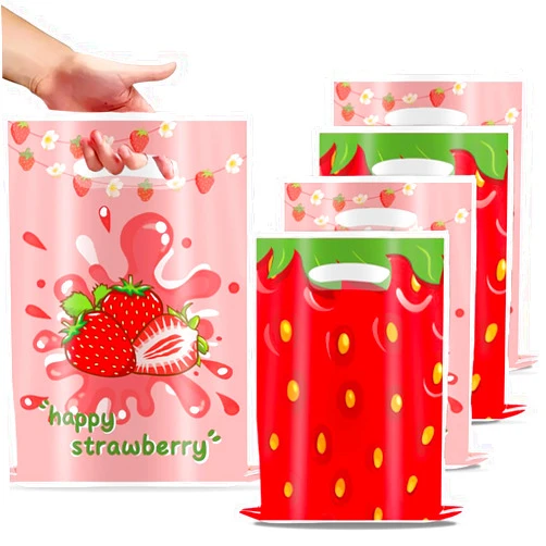 Egami 30Packs Strawberry Cute Party Bags candy bags Strawberry birthday party supplies children's candy bags children's party supplies Strawberry theme birthday party Decoration