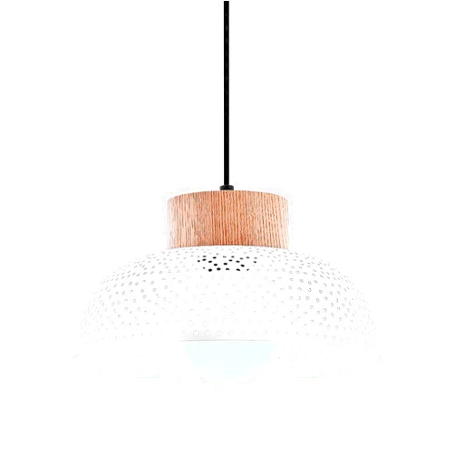 HUAWIYA Modern Matte White Pendant Light Fixture,Perforated Pattern Dome Lampshade Hanging Ceiling Light for Hallway,Kitchen Island,Dining Table,Bar,Living Room