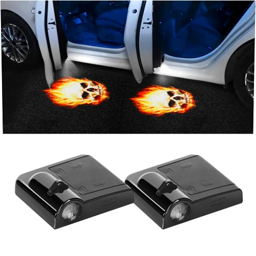 Zufoty 2PCS Car Door Projector Lights, Car Door LED Logo Projector, Wireless Courtesy LED Light, Car Door Step Welcome Lights, LED Car Welcome Light Ghost Shadow Light Universal for Cars Trucks SUVs