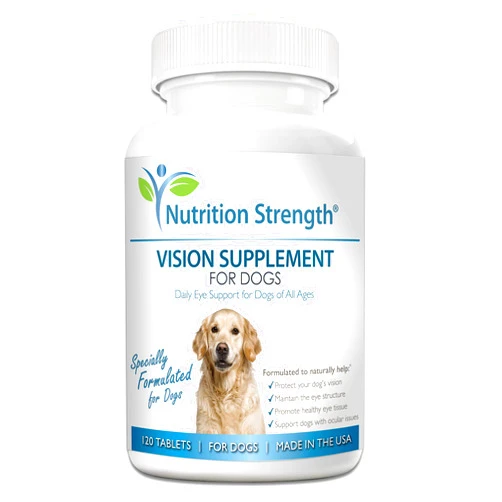 Nutrition Strength Eye Care for Dogs Daily Vision Supplement with Lutein, Zeaxanthin, Astaxanthin, CoQ10, Bilberry Antioxidants, Vitamin C, Vitamin E Support for Dog Eye Problems, 120 Chewable Tablets