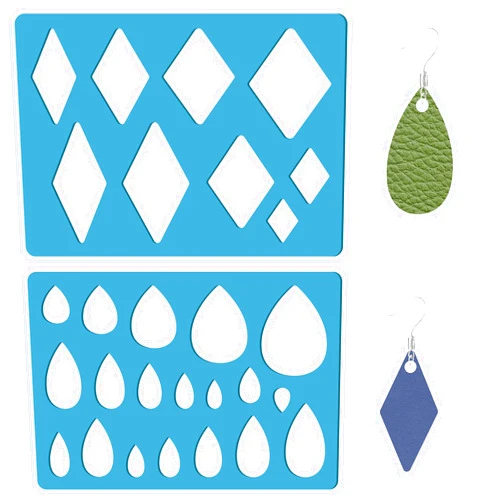 GORGECRAFT 2 Styles Teardrop Earring Template Reusable Diamond Jewelry Shape Templates Geometric Stencils Leather Earring Acrylic Cutting Stencil for Bracelets Earrings DIY Crafts Making 3.5 x 5.1