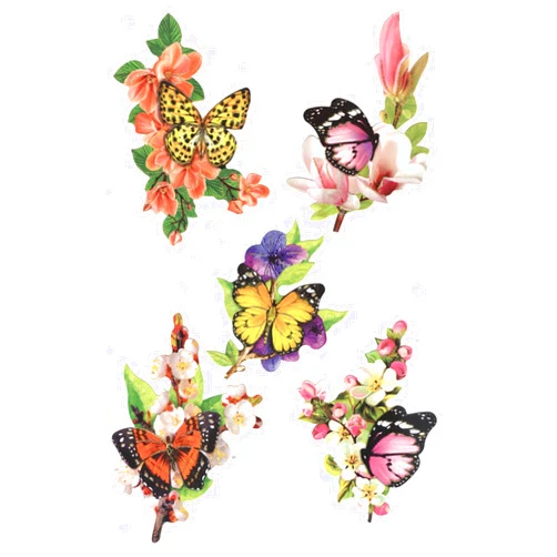 Easy 3D Toppers Butterflies on Flowers, Paper, Multicoloured, 17 x 10 x 1 cm