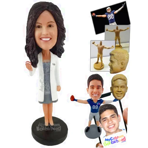 MyCustomBobblehead.com Custom Bobblehead Female Dentist Showing Off A Denture Prop - Careers & Professionals Dentists Perso