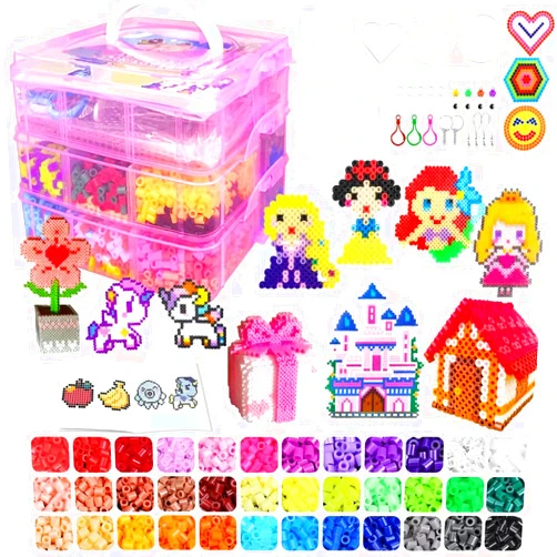 AJAZPER Fuse Beads Kit for Kids - 11000 Fuse Beads, 36 Colors 5mm Beads Craft Set with Storage Box, Pegboards, Ironing Paper and Accessories, Arts and Crafts Set Toys Gifts for Girls & Boys Birthday Christmas