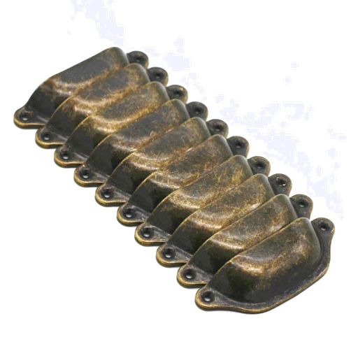 WEICHUAN 10PCS Antique Bronze Iron Drawer Knobs Pulls Handles - Vintage Kitchen Cabinets Furniture Wardrobe Medicine Pull Handle (Length: 96mm Width: 30mm)