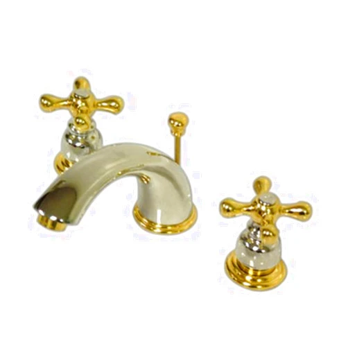 Kingston Brass KB974X Victorian Widespread Lavatory Faucet with Cross Handle, Polished Chrome and Polished Brass