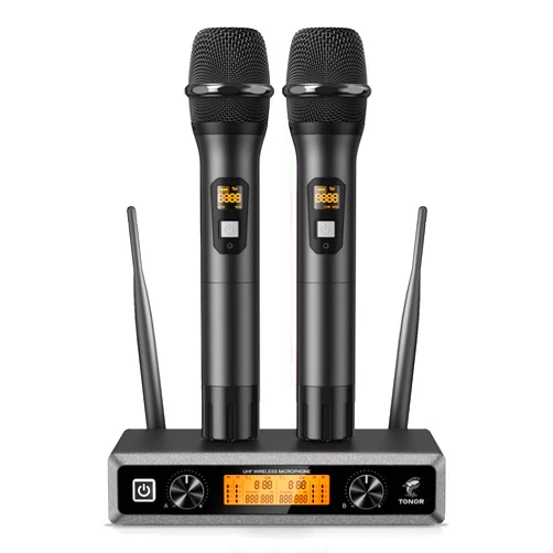 TONOR Wireless Microphone System, Professional Metal Cordless Karaoke Microphones, Handheld Dynamic Mic Set with Receiver for Party, Meeting, KTV, Church, DJ, Wedding, Singing, 200ft, TW820 Black