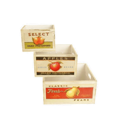 Wald Imports Multi Wood Decorative Crates, Set of 3